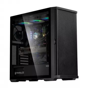 Zalman Z10 ATX Mid Tower korpusas, juodas, grūdintas stiklas, 4x ARGB ventiliatoriai