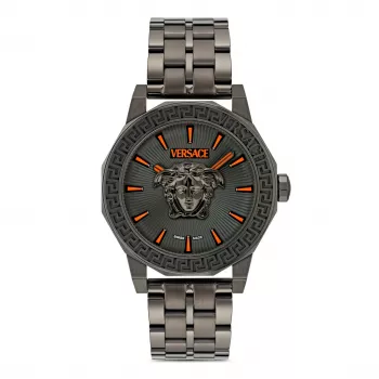 Versace vyriškas V-Race GMT Alarm laikrodis VE9I00524 43 mm nerūdijantis plienas, juodas ciferblatas
