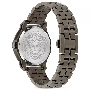 Versace vyriškas V-Race GMT Alarm laikrodis VE9I00524 43 mm nerūdijantis plienas, juodas ciferblatas