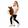 LEAN TOYS Hobby Horse arklys su kanopų dundėjimo ir žvengimo garsais, rudas, 100 cm