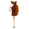 LEAN TOYS Hobby Horse arklys su kanopų dundėjimo ir žvengimo garsais, rudas, 100 cm