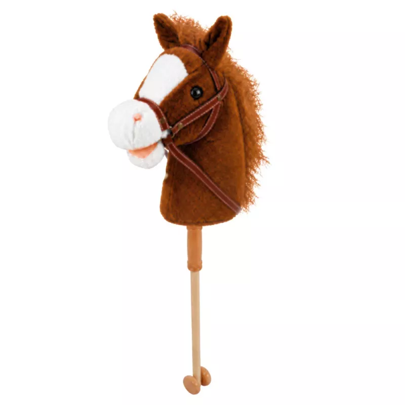 LEAN TOYS Hobby Horse arklys su kanopų dundėjimo ir žvengimo garsais, rudas, 100 cm