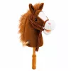 LEAN TOYS Hobby Horse arklys su kanopų dundėjimo ir žvengimo garsais, rudas, 100 cm