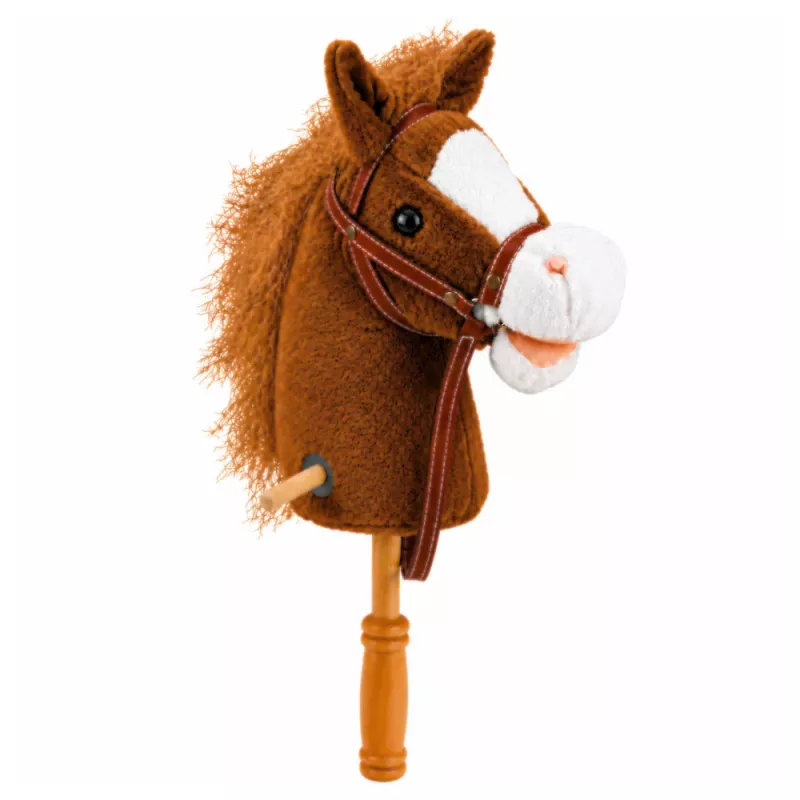 LEAN TOYS Hobby Horse arklys su kanopų dundėjimo ir žvengimo garsais, rudas, 100 cm