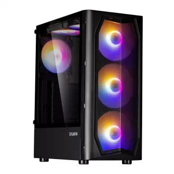 Zalman N4 Rev.1 vidutinio bokšto ATX korpusas su 6 ARGB ventiliatoriais, grūdintu stiklu, juodas