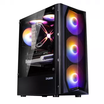 Zalman N4 Rev.1 vidutinio bokšto ATX korpusas su 6 ARGB ventiliatoriais, grūdintu stiklu, juodas