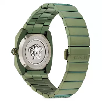 Versace vyriškas VE8F00324 šveicariškas kvarcinis chronografas 44 mm nerūdijančio plieno juodu ciferblatu