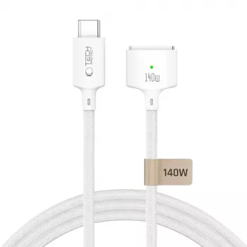 TECH-PROTECT MMC01 Ultraboost magnetinis MacBook laidas USB-C į MagSafe 3 140W 300cm baltas