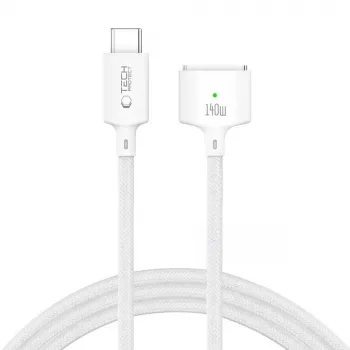 TECH-PROTECT MMC01 Ultraboost magnetinis MacBook laidas USB-C į MagSafe 3 140W 300cm baltas