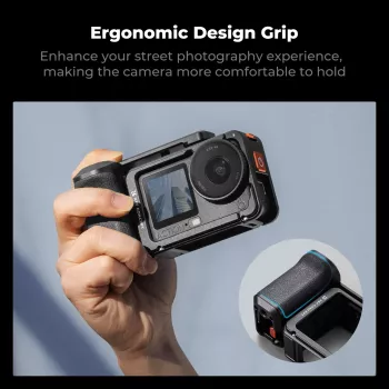 KF fotoaparato narvas su rankena DJI Osmo Action 6 / Action 5 / Action 4 / Action 3, aliuminio lydinys, juodas, KF12.0036