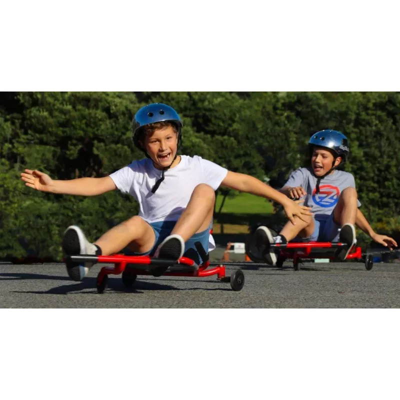 EzyRoller Drifter X raudonas vaikų dreifinis go-kartas su kojų pavara, 4-12 m.