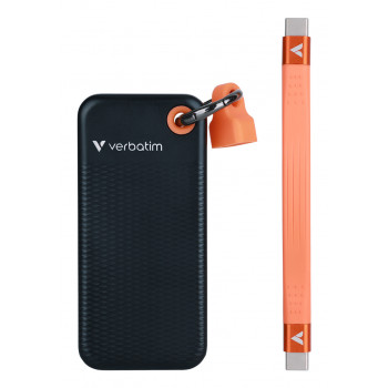Verbatim 32418 Pocket SSD 256 GB, USB Type-C, USB 3.2 Gen 2, 1000 MB/s, juoda/oranžinė