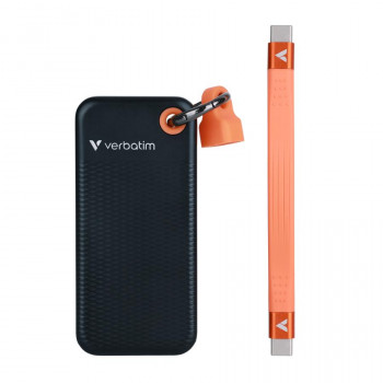 Verbatim 32418 Pocket SSD 256 GB, USB Type-C, USB 3.2 Gen 2, 1000 MB/s, juoda/oranžinė