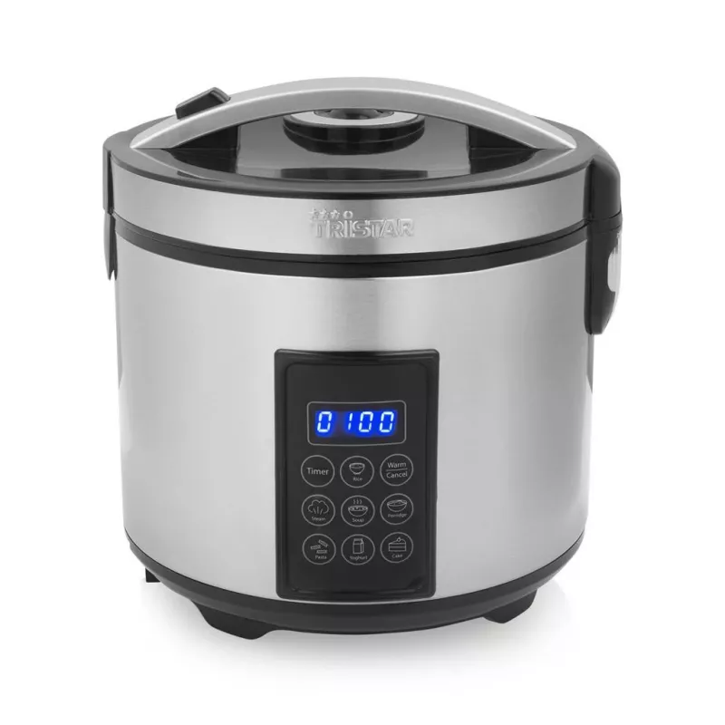 Tristar RK-6138 skaitmeninis ryžių ir garų virimo puodas | 900 W | 2,2 L | 7 programų | pilkas