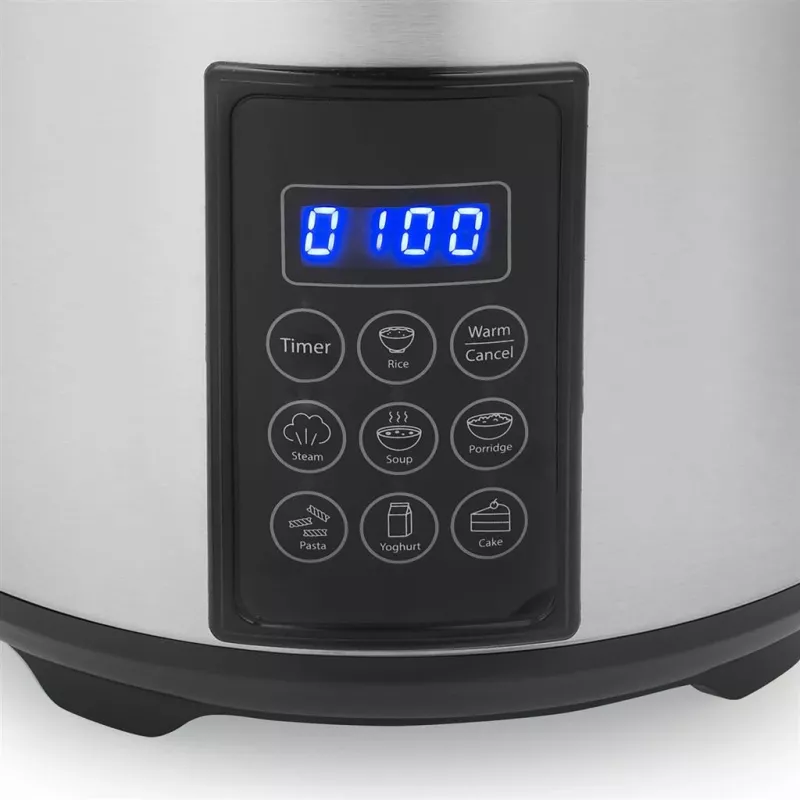 Tristar RK-6138 skaitmeninis ryžių ir garų virimo puodas | 900 W | 2,2 L | 7 programų | pilkas