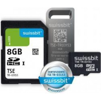 Swissbit TSE USB 8 GB techninė apsaugos priemonė (TSE modulis) – USB laikmena, 384 bitų šifravimas, 250 ms parašo generavimas, 20 mln. parašų resursas, sertifikatas galioja iki 2028 m. lapkričio – speciali prekė