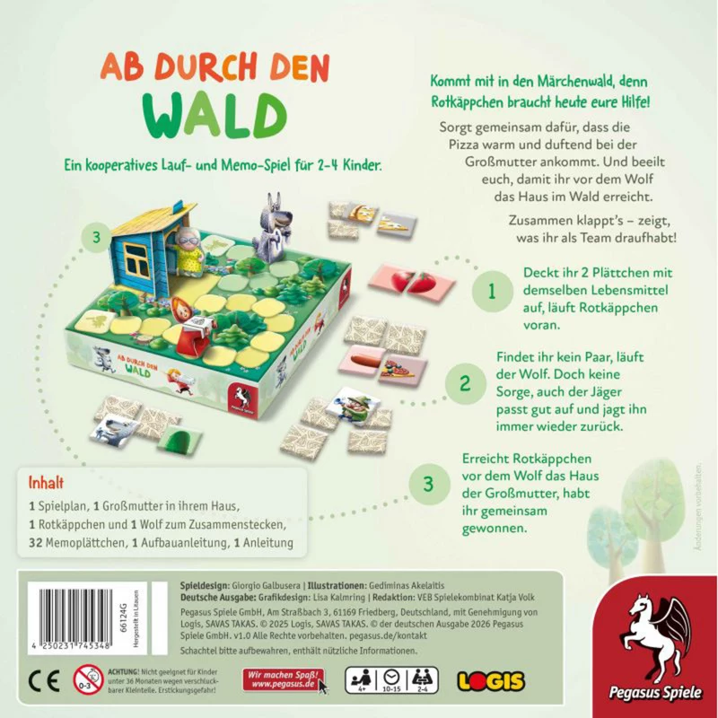 PEGASUS Ab durch den Wald – miško nuotykių kortų žaidimas 2–4 žaidėjams, nuo 8 metų