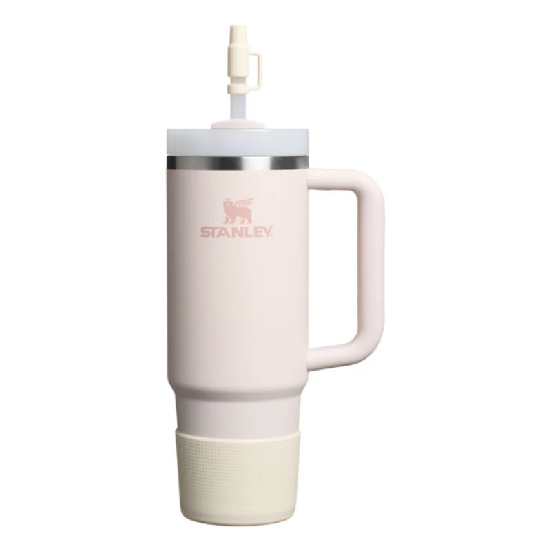 STANLEY 2 dalių apsauginių dangtelių ir šiaudelio kamštelių rinkinys termo puodeliams 0,89L/0,59L The Quencher Boot + Straw Topper, kreminės spalvos