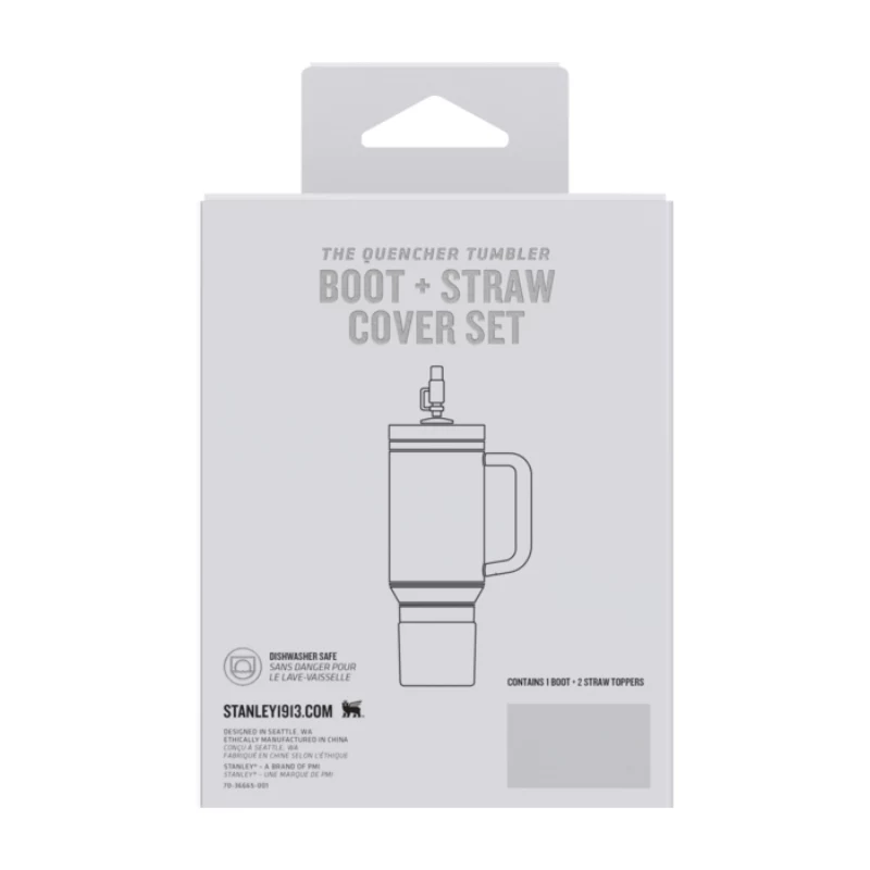 STANLEY 2 dalių apsauginių dangtelių ir šiaudelio kamštelių rinkinys termo puodeliams 0,89L/0,59L The Quencher Boot + Straw Topper, kreminės spalvos