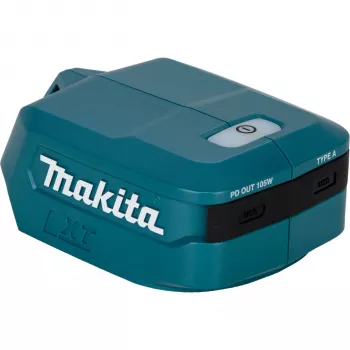 Makita ADP15 18V LXT USB adapteris su dviem USB prievadais, 2,1 A vienam prievadui, apsauga nuo perkrovos, juodas