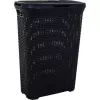 CURVER Style 40L skalbinių dėžė su atlenkiamu dangčiu, rotango efektu, juoda