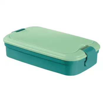 CURVER Lunch&Go stačiakampė maisto dėžutė su integruotais stalo įrankiais, 1,4L, mėlyna