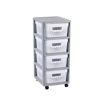 CURVER Infinity 4 skyrių mobilus konteineris 11L 30x36x69cm pilkas/baltas