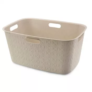 CURVER Softex 45L Skalbinių krepšys, Chalk White, minkšto lietimo, stačiakampis su integruotomis rankenomis, 57 x 37 x 27 cm