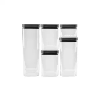 CURVER Kara sauso maisto laikymo indelių rinkinys 0.5L + 2x1.2L + 1.8L + 2.4L permatomas/tamsiai pilkas hermetiškas, sukraunamas, be BPA