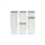 CURVER Kara sausų maisto produktų laikymo indelių rinkinys 0,5L + 2x1,2L + 1,8L + 2,4L, permatomas/baltas