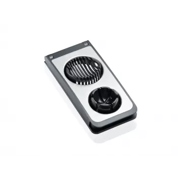 LEIFHEIT Egg Cutter Combi ProLine 2-in-1 slicer & wedger, nerūdijančio plieno vielos, neslystanti bazė, balta/pilka