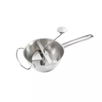 LEIFHEIT ComfortLine Flotte Lotte maisto malūnėlis 20 cm, nerūdijantis plienas, 3 sietai, rankinis, sidabrinis/juodas