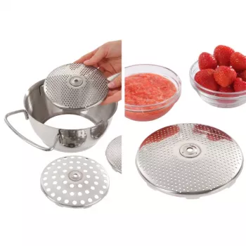 LEIFHEIT ComfortLine Flotte Lotte maisto malūnėlis 20 cm, nerūdijantis plienas, 3 sietai, rankinis, sidabrinis/juodas