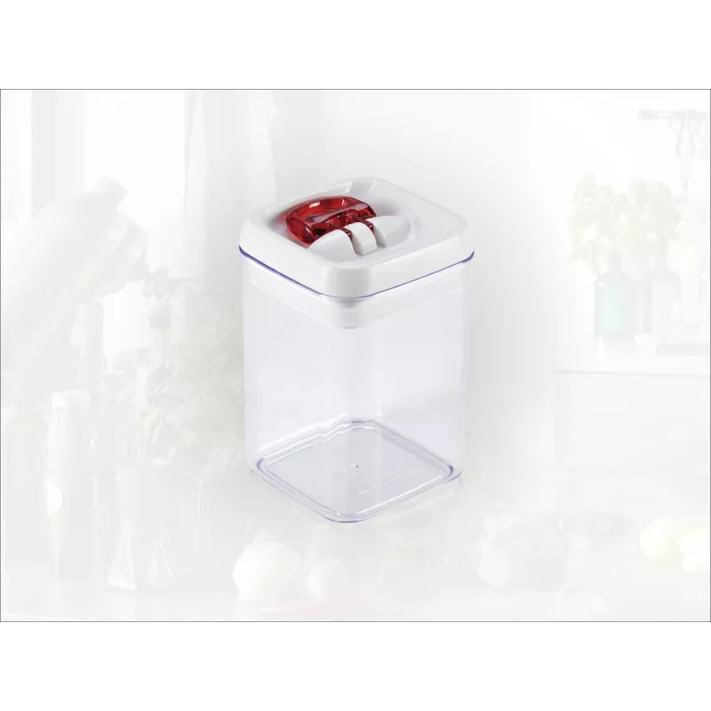 LEIFHEIT Fresh&Easy maisto laikymo indas 800 ml, hermetiškas, sukraunamas, be BPA, permatomas su baltu/žaliu dangteliu