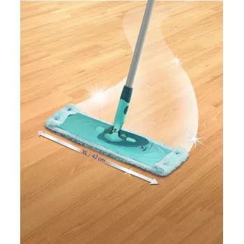 LEIFHEIT Clean Twist XL 42 cm Extra Soft Microfiber Flat Mop Set with Spin Wringer and Telescopic Handle, Green/Turquoise