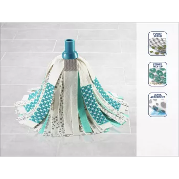 LEIFHEIT 3in1 Power Mop su Clean Twist Spin technologija, teleskopine rankena, 20L kibiru, mikropluošto galvute, turkio/baltos spalvos