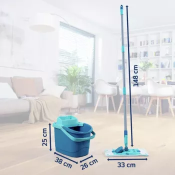 Leifheit Clean Twist M Ergo grindų valymo rinkinys su Micro Duo M mikrošluoste, 33 cm, žalia/balta