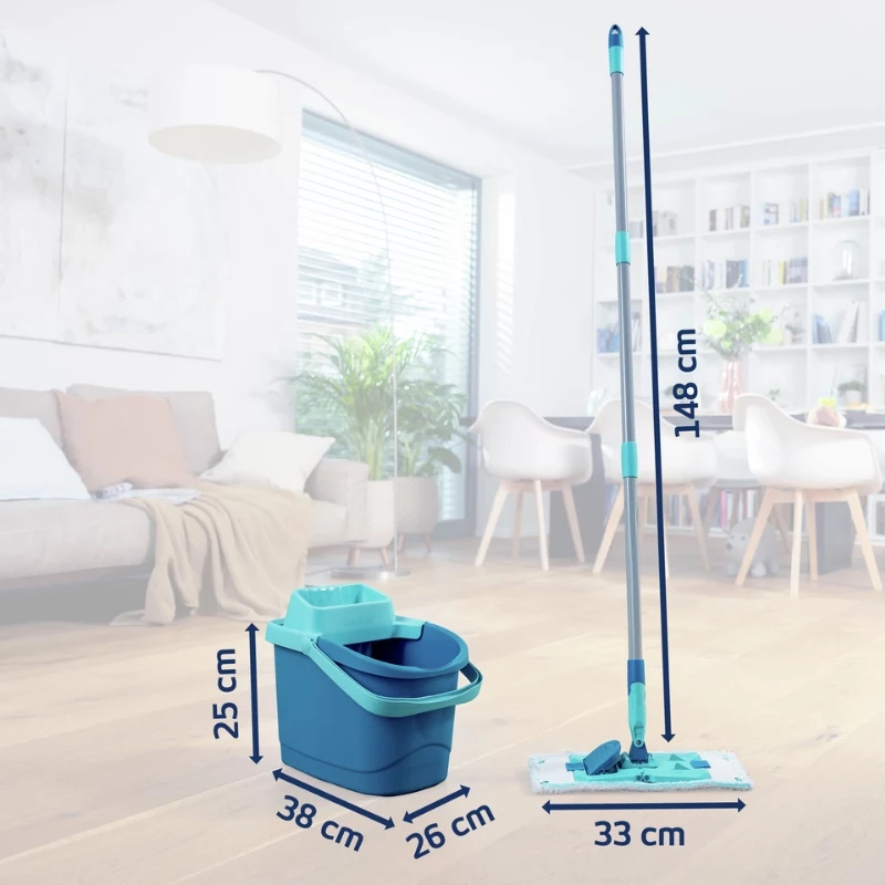 Leifheit Clean Twist M Ergo grindų valymo rinkinys su Micro Duo M mikrošluoste, 33 cm, žalia/balta