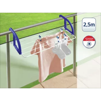 LEIFHEIT Classic Hanging Tumble Dryer 25 | 25 m džiovinimo ilgio | Grindinė skėtinė džiovykla | Dengtas plienas ir plastikas | Balta/Mėlyna | Vidaus/Lauko