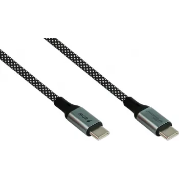 GoodConnections Magnetic USB 2.0 spiralinė laido 60W USB-C į USB-C, juoda/balta, 1m 2060-MT010SW