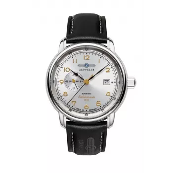 Zeppelin Mediterranee 96681 automatinis vyriškas laikrodis, 40 mm, mėlynas ciferblatas, mėlynas odinis dirželis