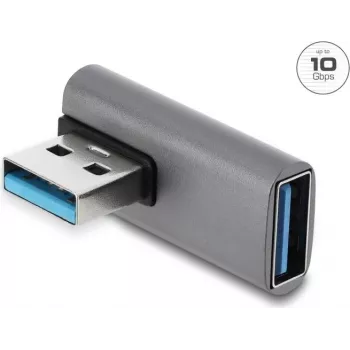 Delock USB 10 Gbps Type-A vyriškas į moterišką adapteris, stačiu kampu, aliuminio korpusas