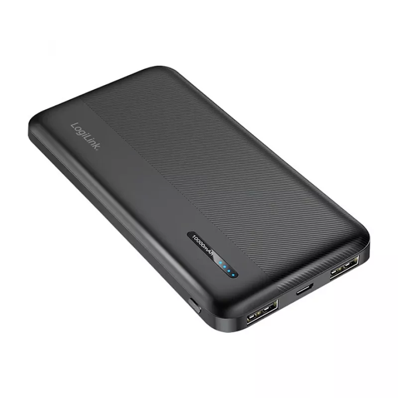 LogiLink PA0338RF 10000 mAh nešiojamas įkroviklis su USB-C PD ir Quick Charge 3.0, juodas