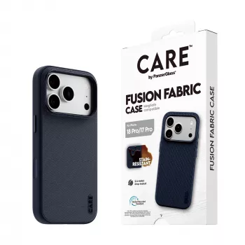 CARE by PanzerGlass Fusion Fabric dėklas mėlynas su MagSafe, skirtas iPhone 17 Pro