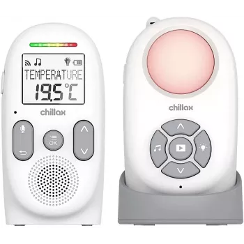 Chillax CB360 nešiojamas DECT garso kūdikių stebėjimo prietaisas, 120 kanalų, baltas