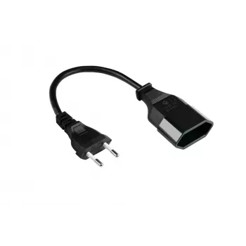 Kabelmeister Euro prailginimo kabelis CEE 7/16 kištukas į lizdą, 0,2 m, juodas, 0,75 mm², H03VVH2-F