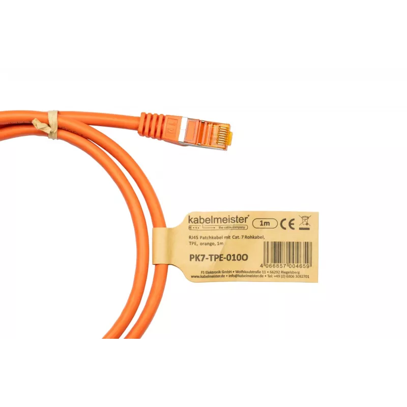 Kabelmeister Cat.7 S/FTP tinklo kabelis, RJ45, TPE, be halogenų, oranžinis, 2m