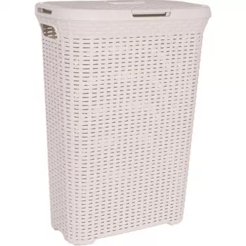 CURVER Style 40L skalbinių krepšys su rotango efektu, kreminės spalvos, 44,8 x 26,5 x 61,5 cm