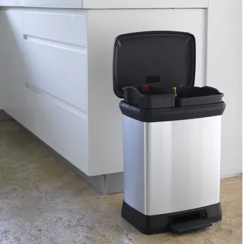 CURVER Metallic Pedal Bin Deco Bin Duo 10+18L Silver