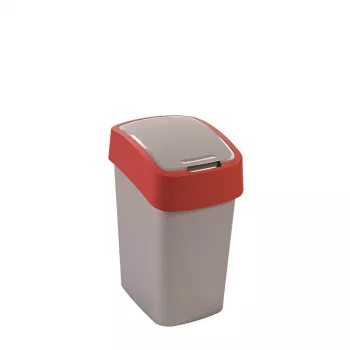 CURVER Flip Bin 25L atliekų kibirėlis sidabrinis/raudonas